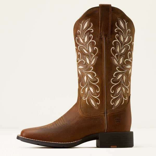 Ariat Ladies Round Up Holly Wide Square Toe Boot - Pearl - 10074320