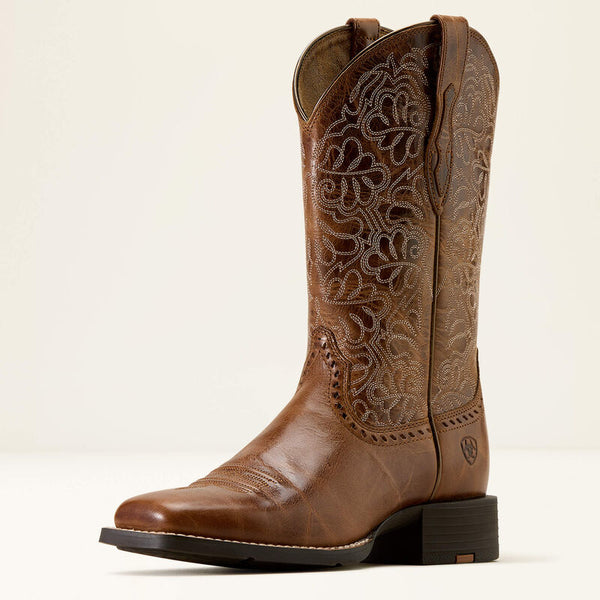 Ariat Ladies Round Up Remuda Wide Square Toe Boot - Aged Tan - 10074322
