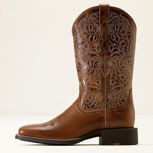 Ariat Ladies Round Up Remuda Wide Square Toe Boot - Aged Tan - 10074322