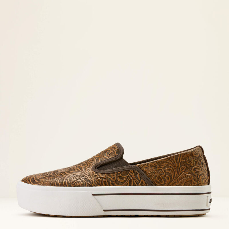 Ariat Ladies Skylar Slip On Shoe - Brown Floral Emboss - 10074362