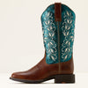 Ariat Ladies Round Up Holly Wide Square Toe Boot - Brown/Metallic - 10074373