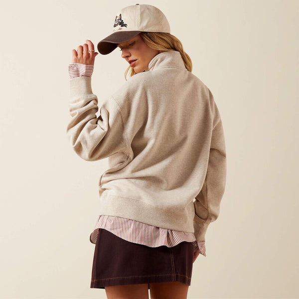 Ariat Ladies Running Wild 1/2 Zip Sweatshirt Oatmeal Heather 10079255