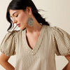 Ariat Ladies Blair Dress Parchment with Ivy Green Stripes 10079304