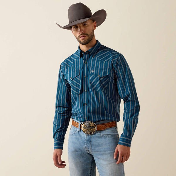 Ariat Men's Pro Series Wolfgang Classic Fit Snap Shirt Sailor Blue 10079442