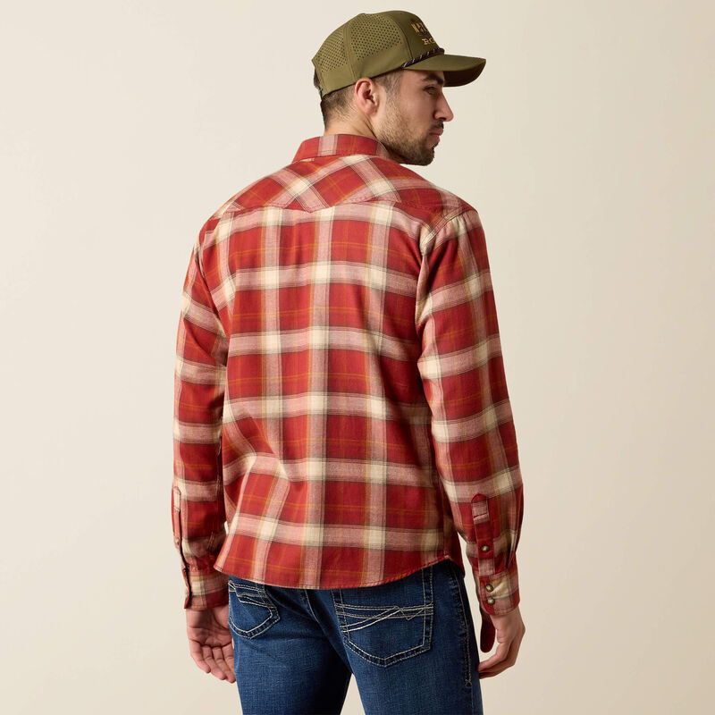 Ariat Men's Retro Hatford Fitted Snap Shirt Rosewood Plaid 10079448