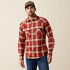 Ariat Men's Retro Hatford Fitted Snap Shirt Rosewood Plaid 10079448