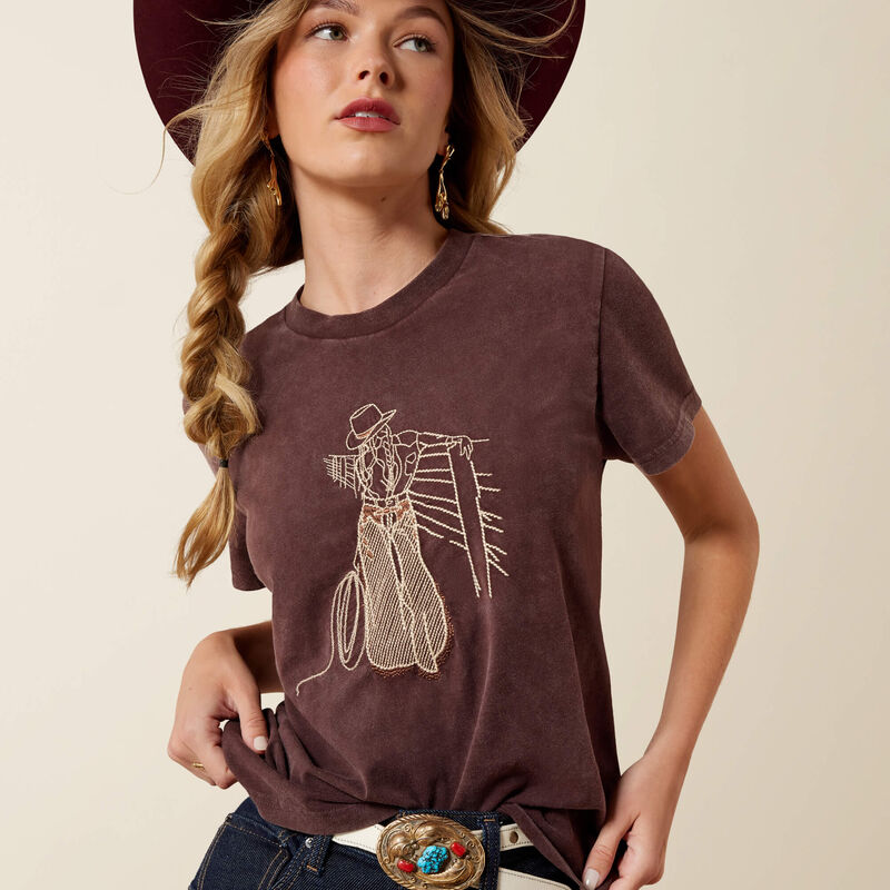 Ariat Ladies Rebel With A Cause T-Shirt Chocolate Plum 10079672