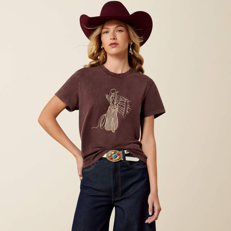 Ariat Ladies Rebel With A Cause T-Shirt Chocolate Plum 10079672
