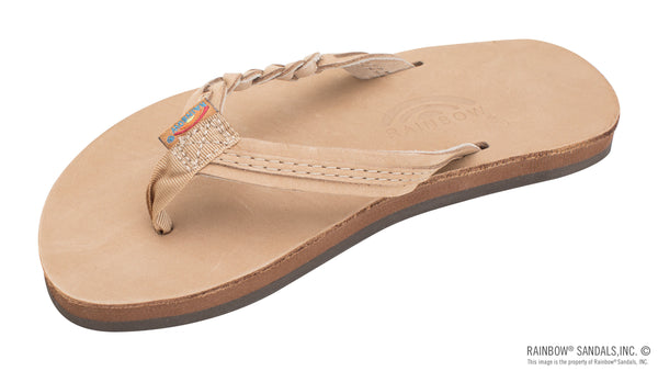 Rainbow Sandals Kids Flirty Braidy- Premier Leather Braided 1/2" Strap - Sierra Brown