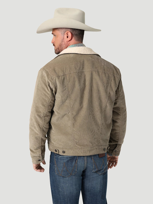 Wrangler Men's Cowboy Cut Sherpa Lined Corduroy Jacket in Nomad 112335725