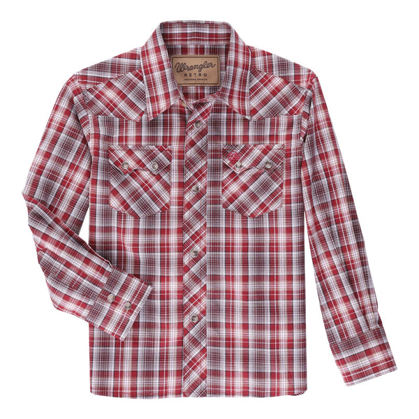 Wrangler Boys Retro Long Sleeve Shirts Red 112337471