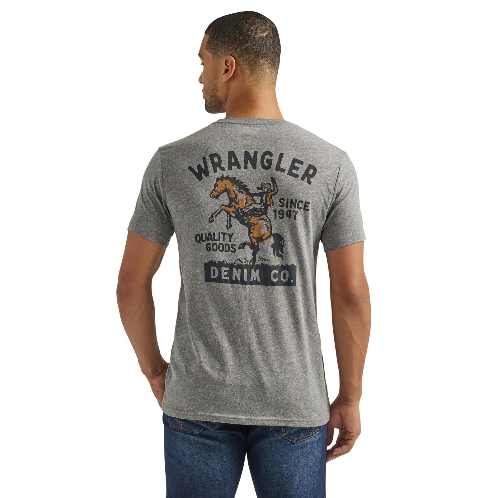 Wrangler Men's Grey with Bronc & Rider Graphic Short Sleeve T-Shirt 112339562