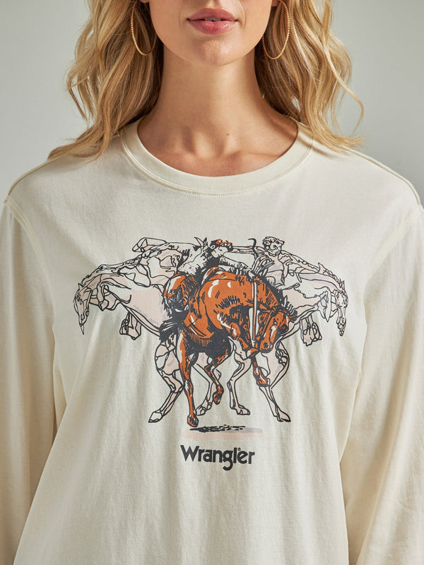 Wrangler Ladies Western Long Sleeve Graphic Bucking Horse 112340464