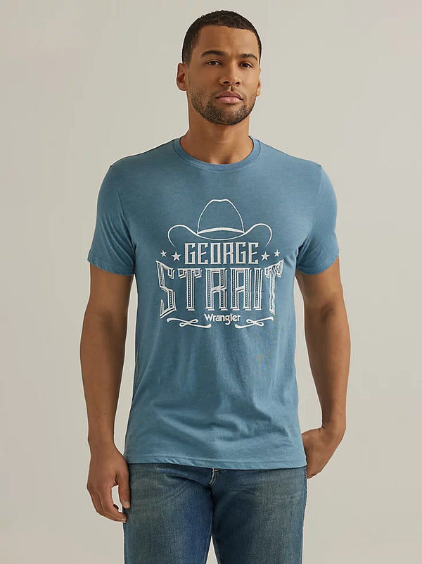 Wrangler Men's George Strait Short Sleeve Graphic T-Shirt in Provincia Blue 112344151
