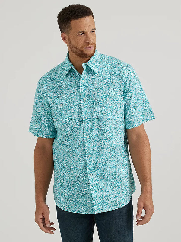 Wrangler Men's 20X Competition Advanced Comfort Short Sleeve Snap in Pine Paisley 112344692