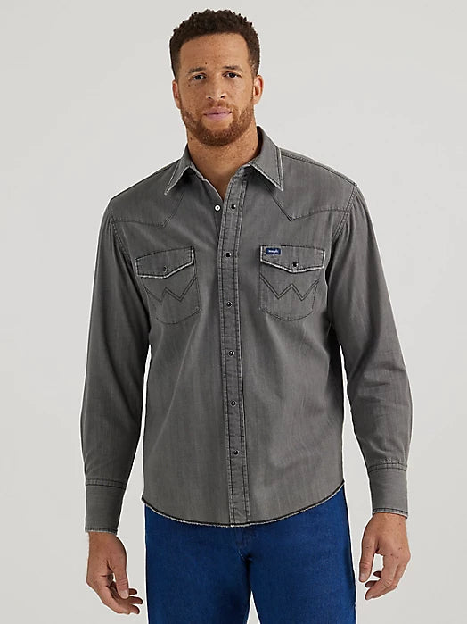 Wrangler Men's Vintage Inspired Western Snap Work Shirt 112345071