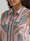 Wrangler Ladies Retro Sleeveless Print Western Snap Top in Southwest Peach 112347170