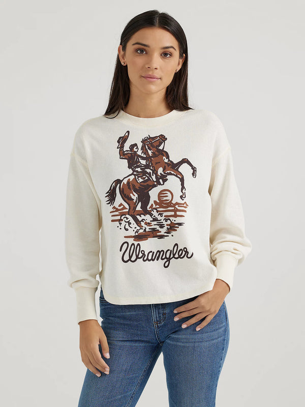 Thermal Crew Neck Long Sleeved Top - White