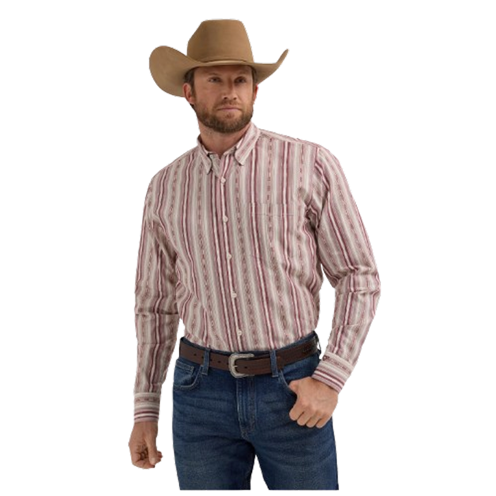 Wrangler Men's Cody Johnson Red Stripe Button Up-112357669