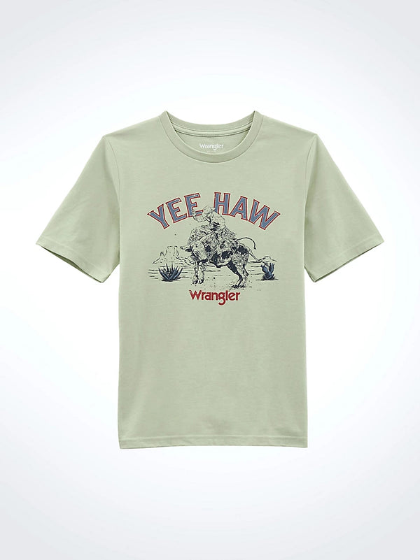 Wrangler Boy's Sea Foam Heather Logo Front Graphic T-Shirt-112358812