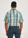 Men's Wrangler Performance Snap Short Sleeve Plaid Shirt - Clod Blues - 112359447