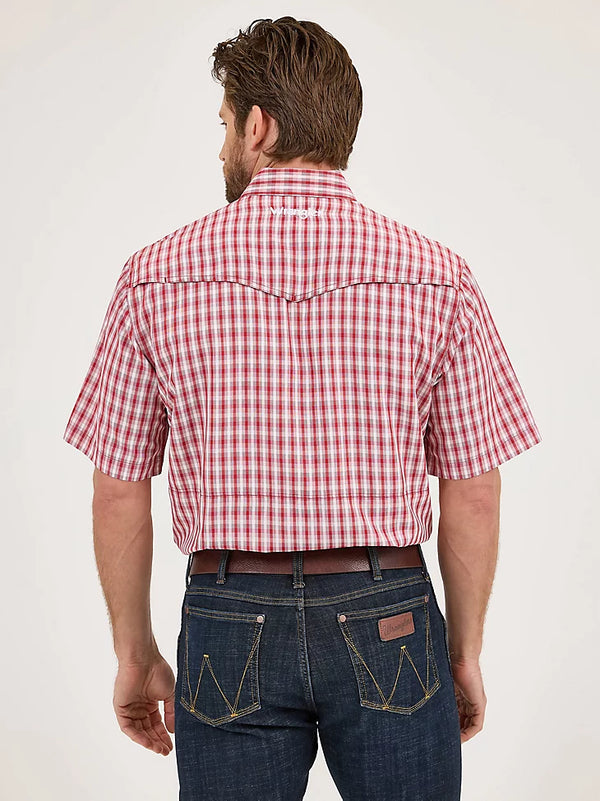 Wrangler Mens Performance Short Sleeve Shirt - Red Plaid - 112359448