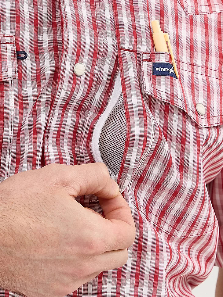 Wrangler Mens Performance Short Sleeve Shirt - Red Plaid - 112359448