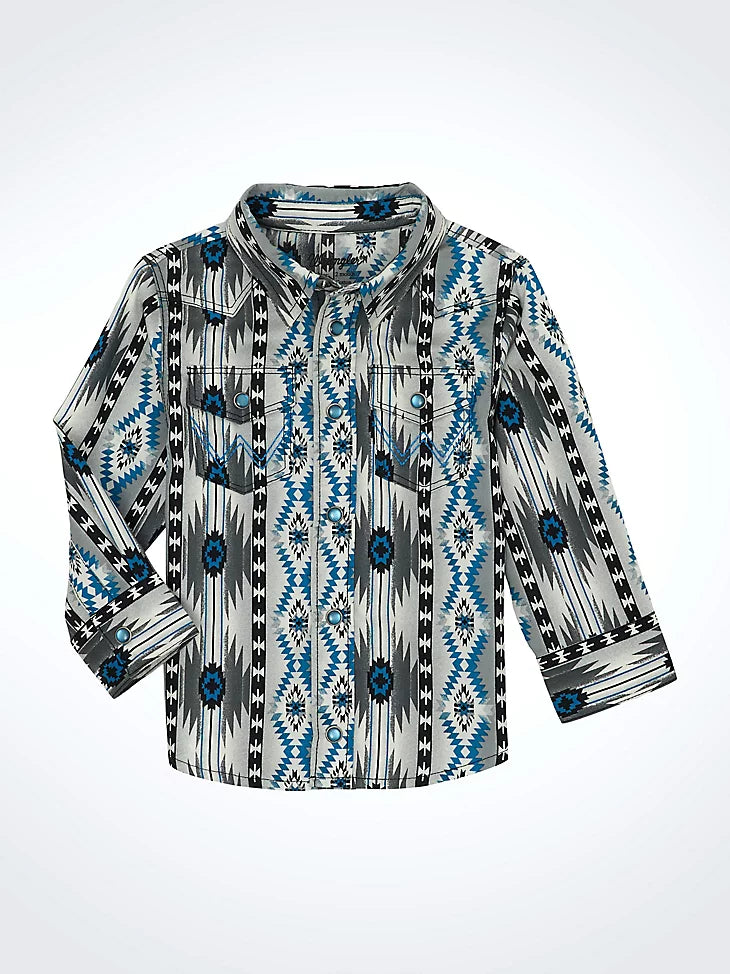 Wrangler Infant Boy's Black & Turquoise Checotah Shirt - 112359644