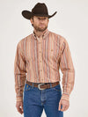 Wrangler Men's George Strait Long Sleeve Stripe Button Down - Earth Brown Stripe - 112359952