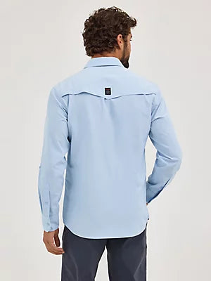 Wrangler Men's Short Sleeve ATG Drover Utility Shirt - Cerulean - 112360550