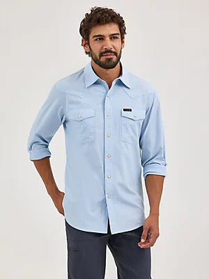 Wrangler Men's Short Sleeve ATG Drover Utility Shirt - Cerulean - 112360550