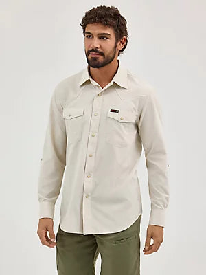 Wrangler Men's Short Sleeve ATG Drover Utility Shirt - Pelican - 112360557