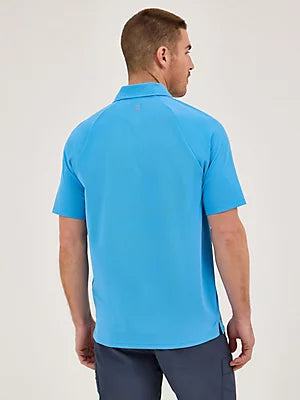 Wrangler Men's Short Sleeve ATG Chesapeake Polo Shirt - Azure Blue - 112360574