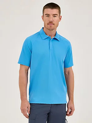 Wrangler Men's Short Sleeve ATG Chesapeake Polo Shirt - Azure Blue - 112360574
