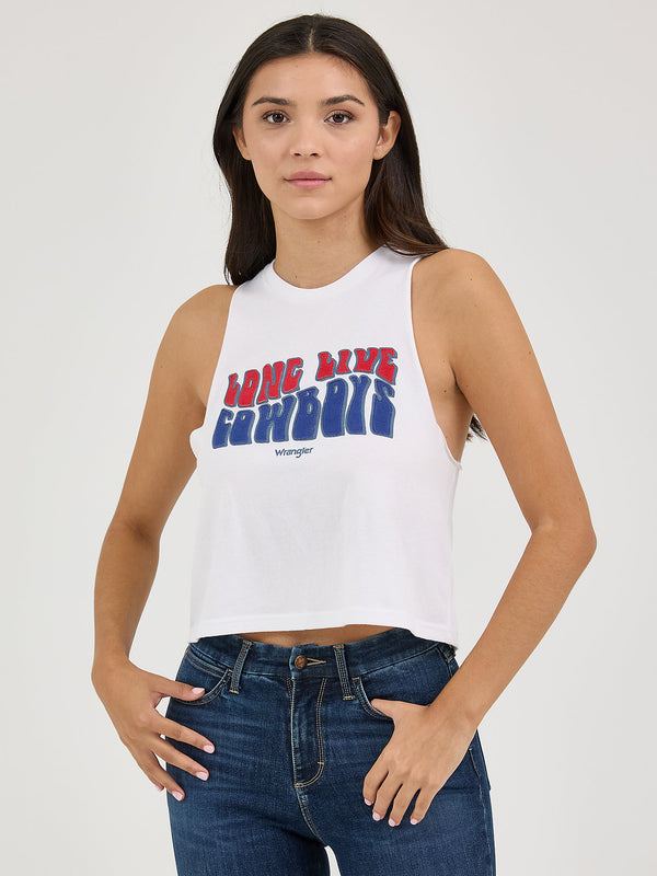 Wrangler Ladies Festival Crop Graphic Tank-112361861