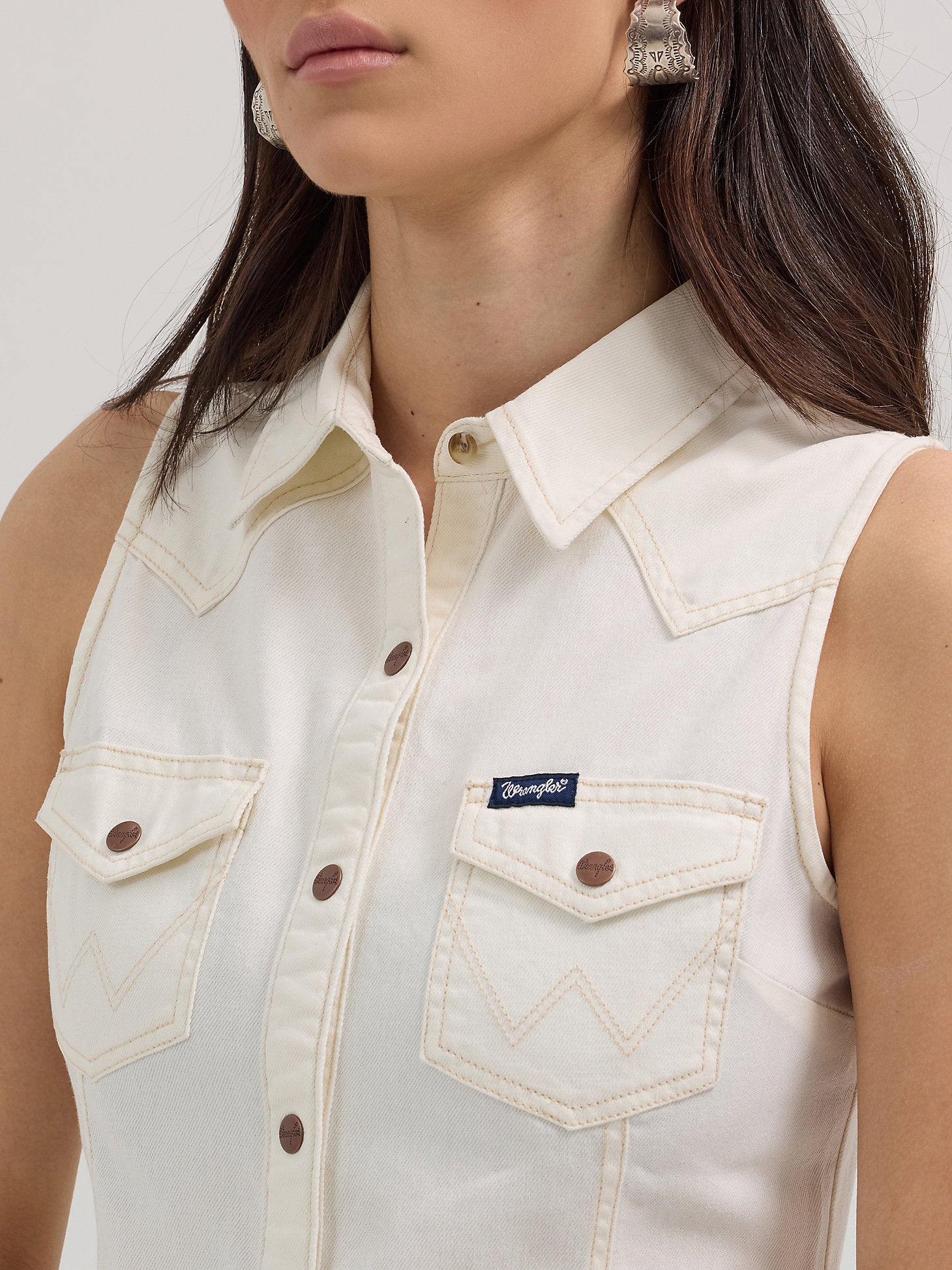 Wrangler Ladies White Western Snap Dress-112364413
