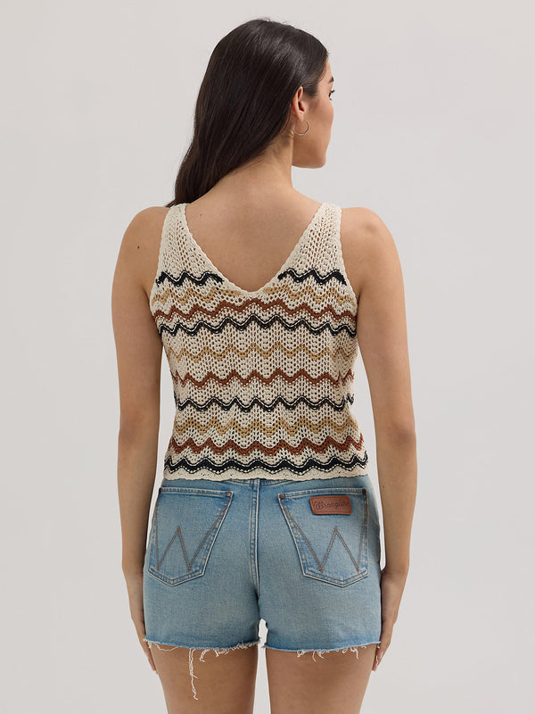 Wrangler Ladies Crochet Sweater Tank-112364720
