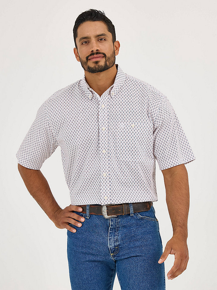 Wrangler Men's George Strait Brown Hatches Short Sleeve Shirt-112365409