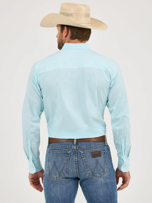 Wrangler Men's Cody Johnson Aqua Bursts Button Down-112365524