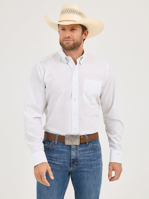 Wrangler Men's Cody Johnson Ceramic White Dot Button Down Shirt-112365607