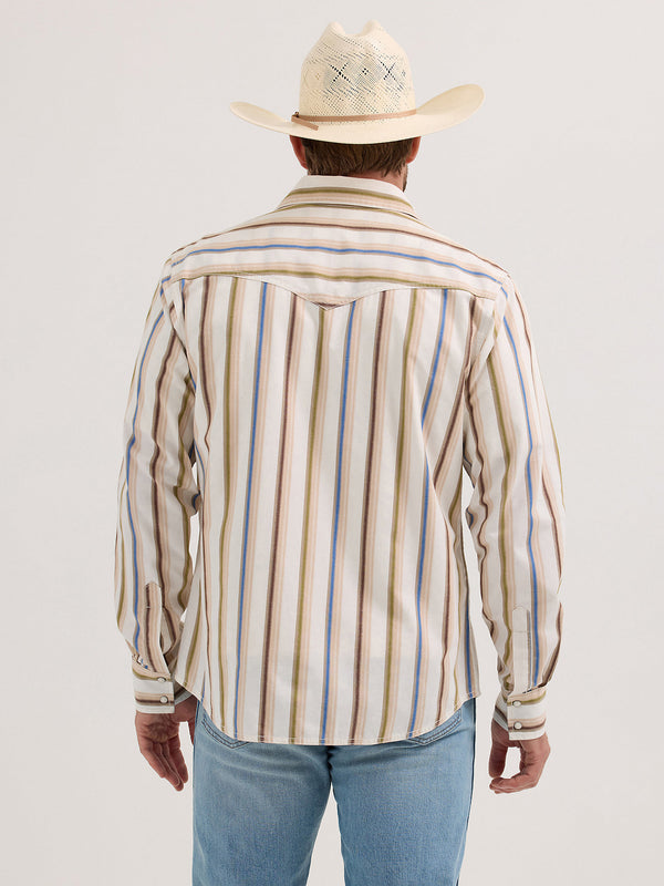 Wrangler Mens Retro Premium Brushpopper Stripe Snap SHirt-112365630