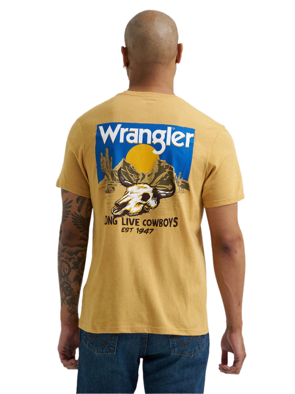Wrangler Men's Pale Gold Skull Back Graphic TShirt-112365669