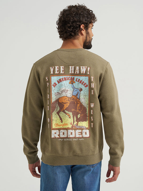 Wrangler Mens Burnt Olive Graphic Long Sleeve Pullover-112365699