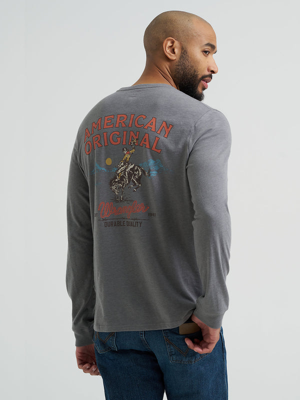Wrangler Mens Long Sleeve Cowboy Back Graphic TShirt-112365707