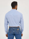 Wrangler Men's Wrinkle Resist Long Sleeve Blue Snap Stripe Shirt-112365848