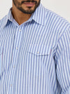 Wrangler Men's Wrinkle Resist Long Sleeve Blue Snap Stripe Shirt-112365848