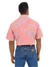 Wrangler Mens Picnic Red Wrinkle Resist Short Sleeve Shirt-112365851