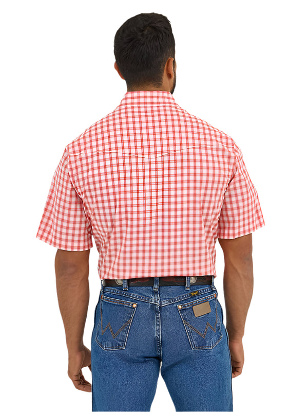 Wrangler Mens Picnic Red Wrinkle Resist Short Sleeve Shirt-112365851