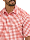 Wrangler Mens Picnic Red Wrinkle Resist Short Sleeve Shirt-112365851