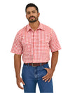 Wrangler Mens Picnic Red Wrinkle Resist Short Sleeve Shirt-112365851